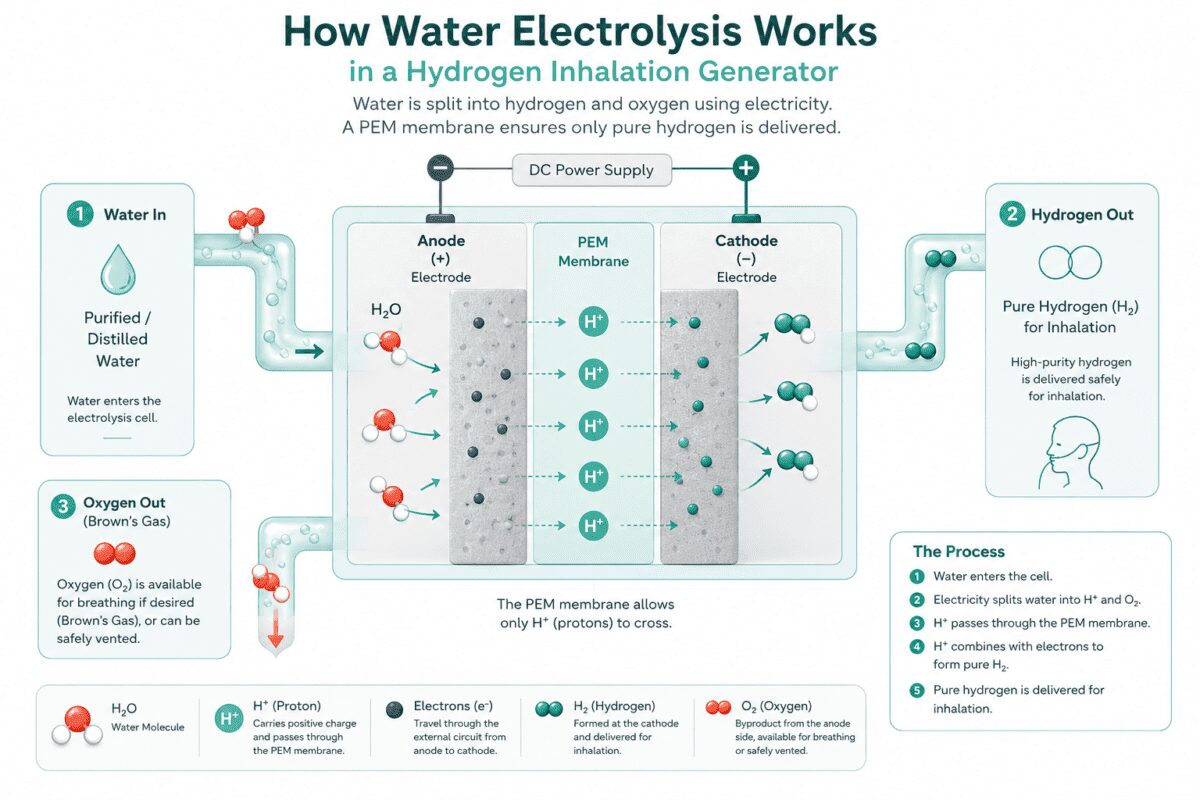 How water electrolysis works in a hydrogen inhalation generator