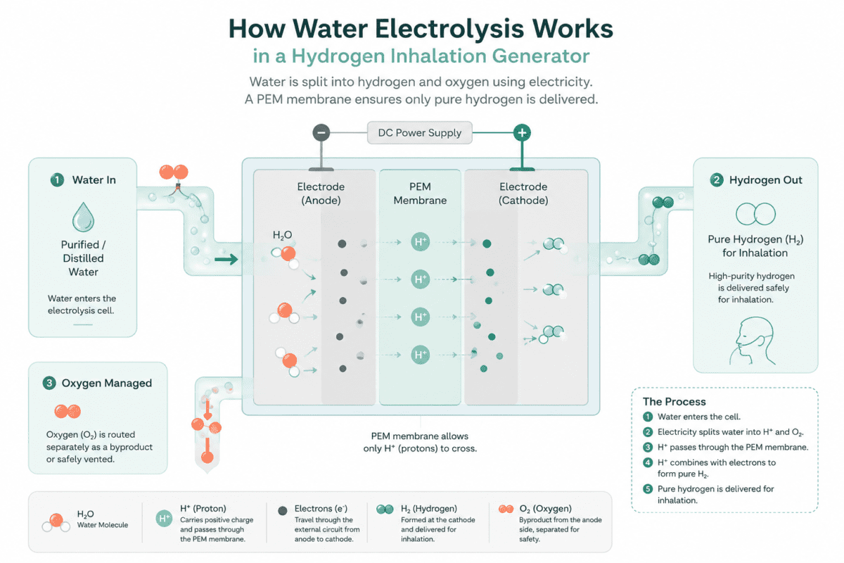How water electrolysis works in a hydrogen inhalation generator